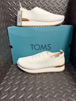 TOMS Resident Plus Lace-Up Sneakers - Mens White Knit Sz 7