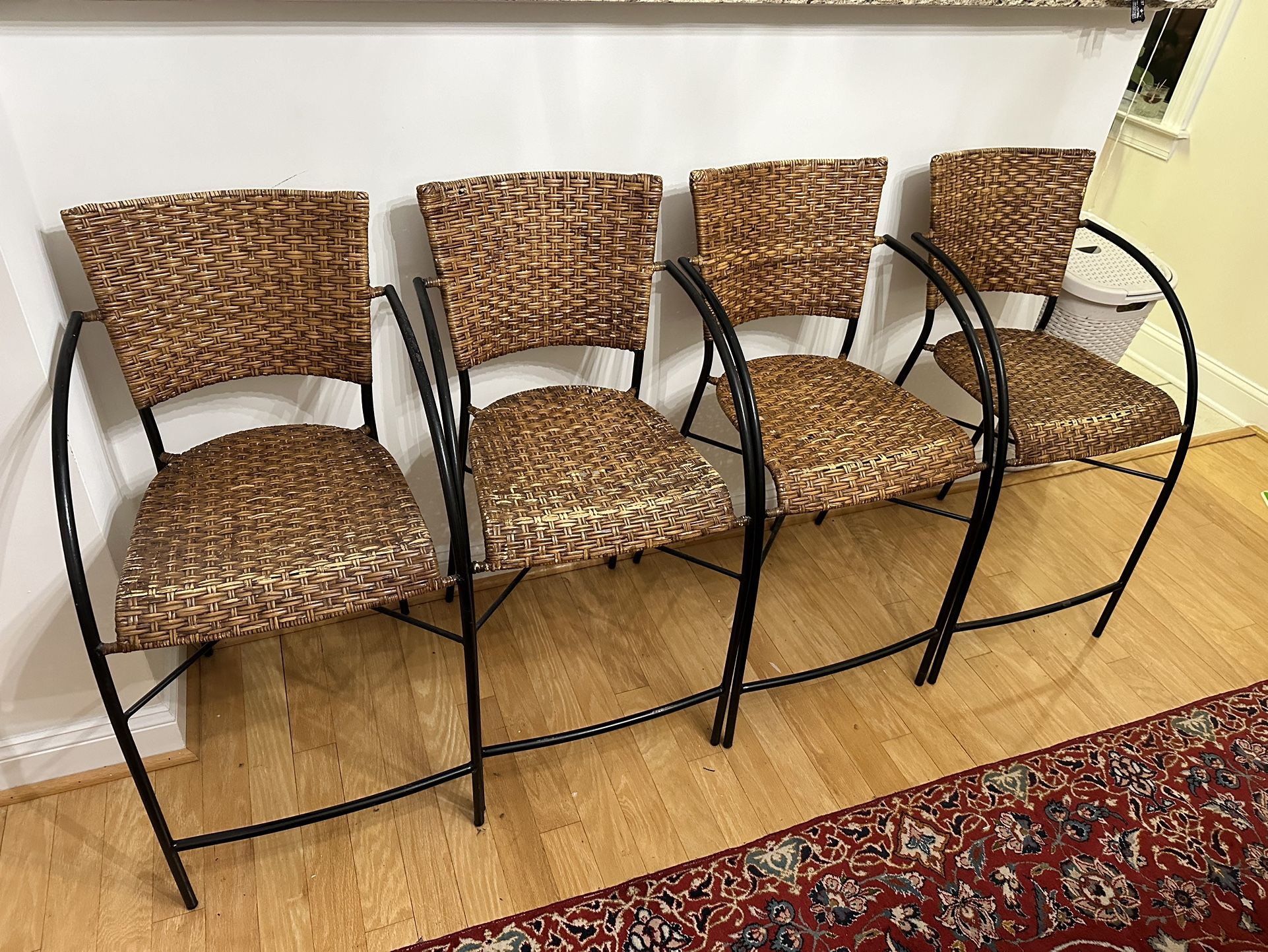 Rattan And Wrought Iron Bar Chairs