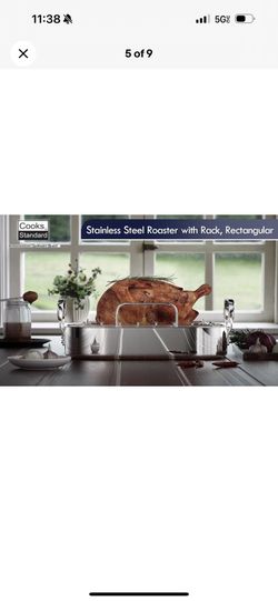 Heavy Gauge 16" x 13" Roasting Pan with V-Shaped Rack - Perfect for Family Meals