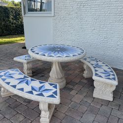 Stone Table With Mosaic Tile