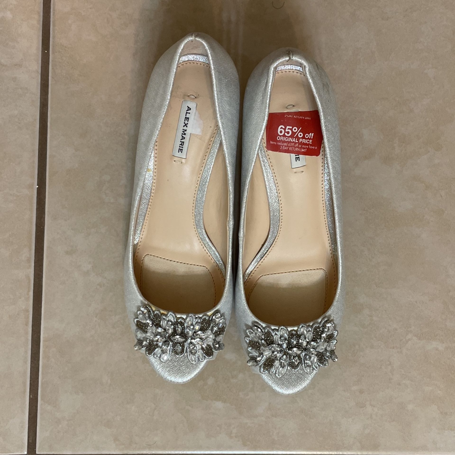 Silver Party Wear Women Shoes- Size 7