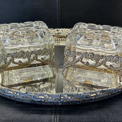 Vintage Glass And Metal Dresser Set