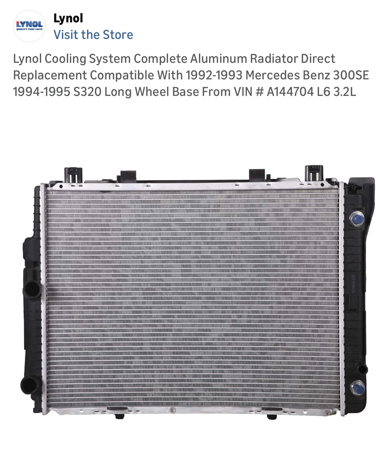 Radiator Replacement For 1(contact info removed) Mercedes Benz 300SE 1994-95 S320 LWB SWB