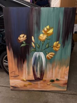 Original Oil Painting Flowers in Vase