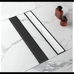 32" Linear Shower Drain w/Tile Insert Grate SUS 304 Stainless Steel, Matte Black