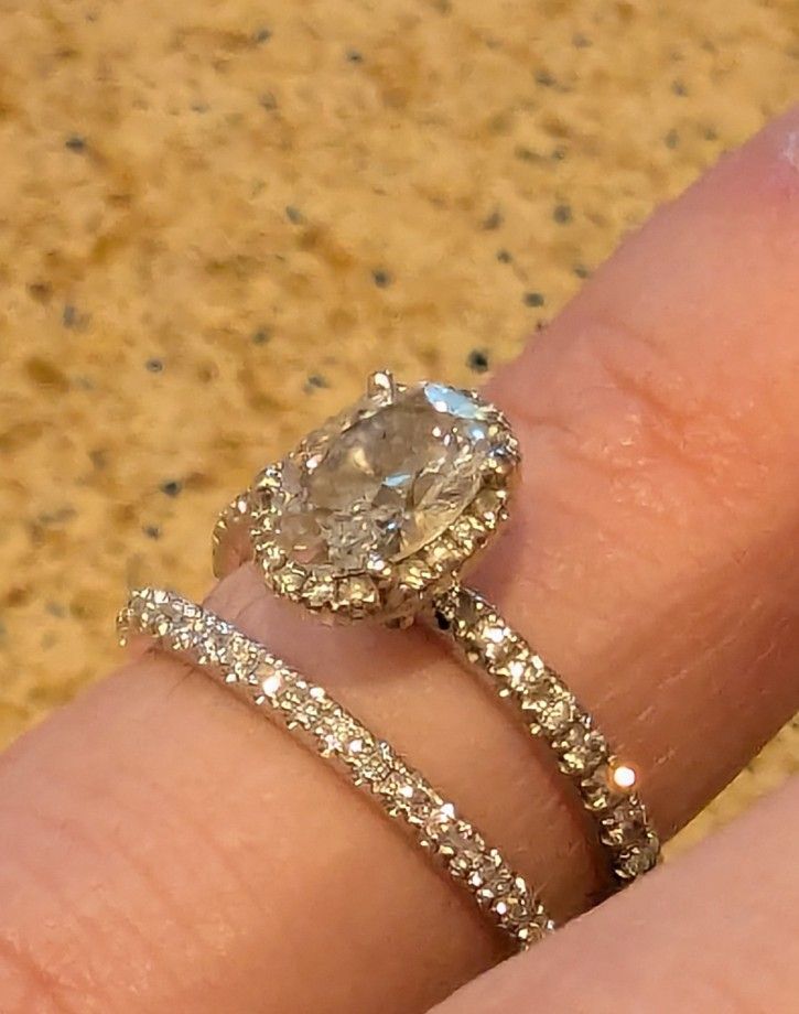 Oval Halo Lab-Grown Diamond Wedding Set