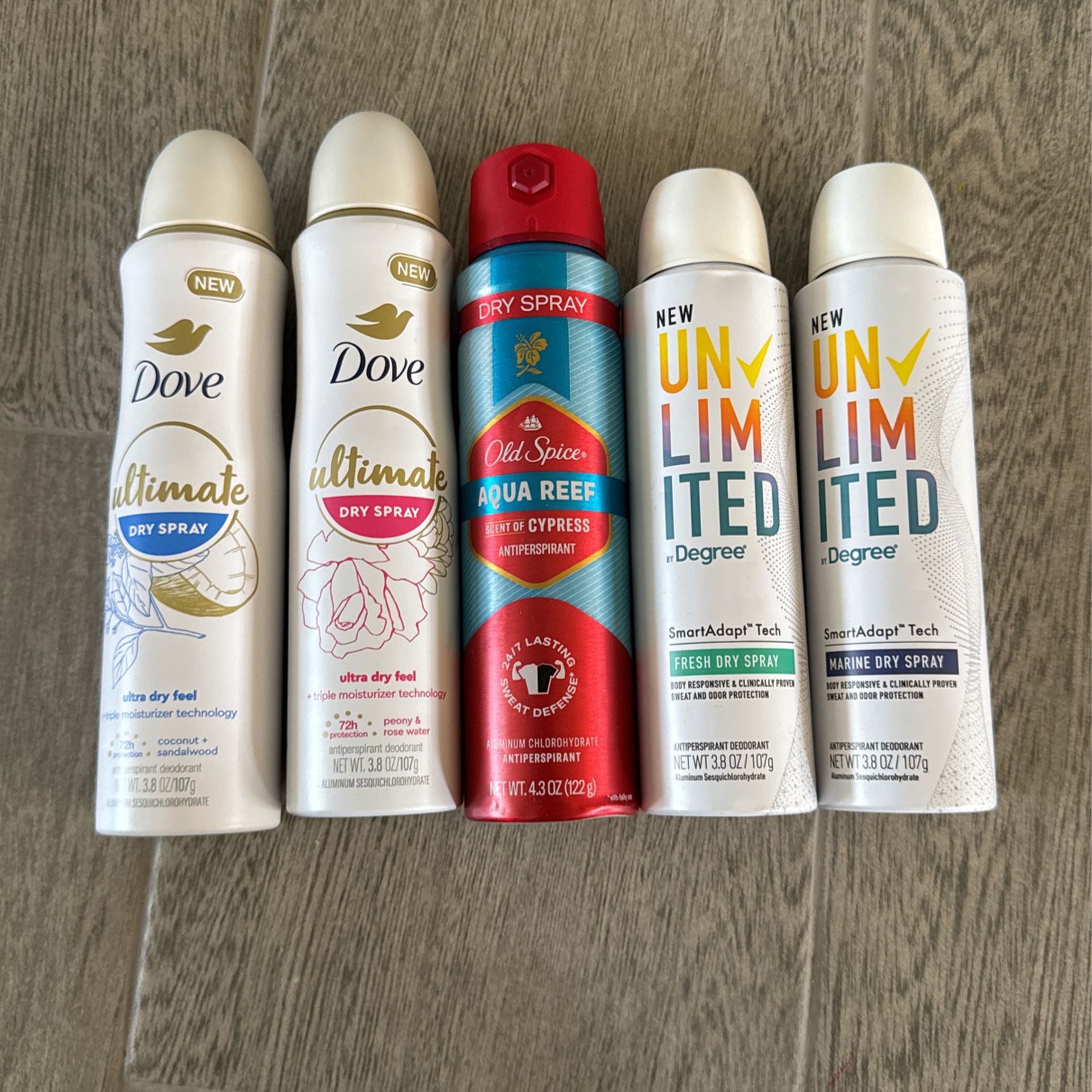 Degree, Dove And Old Spice Unlimited Men Spray Deodorant 