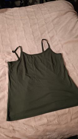 Olive Green Ribbed Cami Tank Top