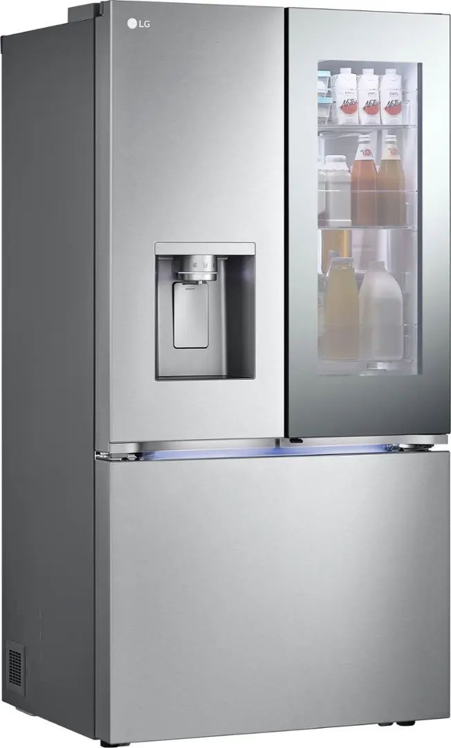 LG 26 cu. ft. Counter-Depth MAX French Door Refrigerator w/ Mirrored Instaview & 4 types of ice, PrintProof Stainless Steel