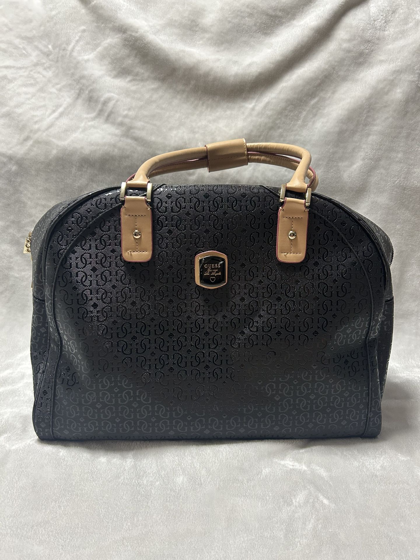 Guess black dome tote luggage bag purse with shoulder strap