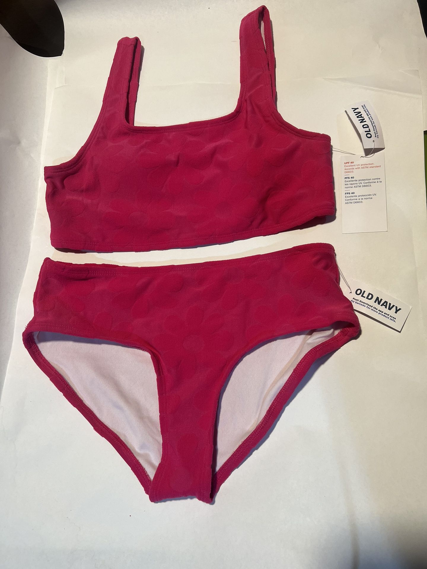 XL (14-16) Textured Floral-Terry Bikini Swim Set for Girls