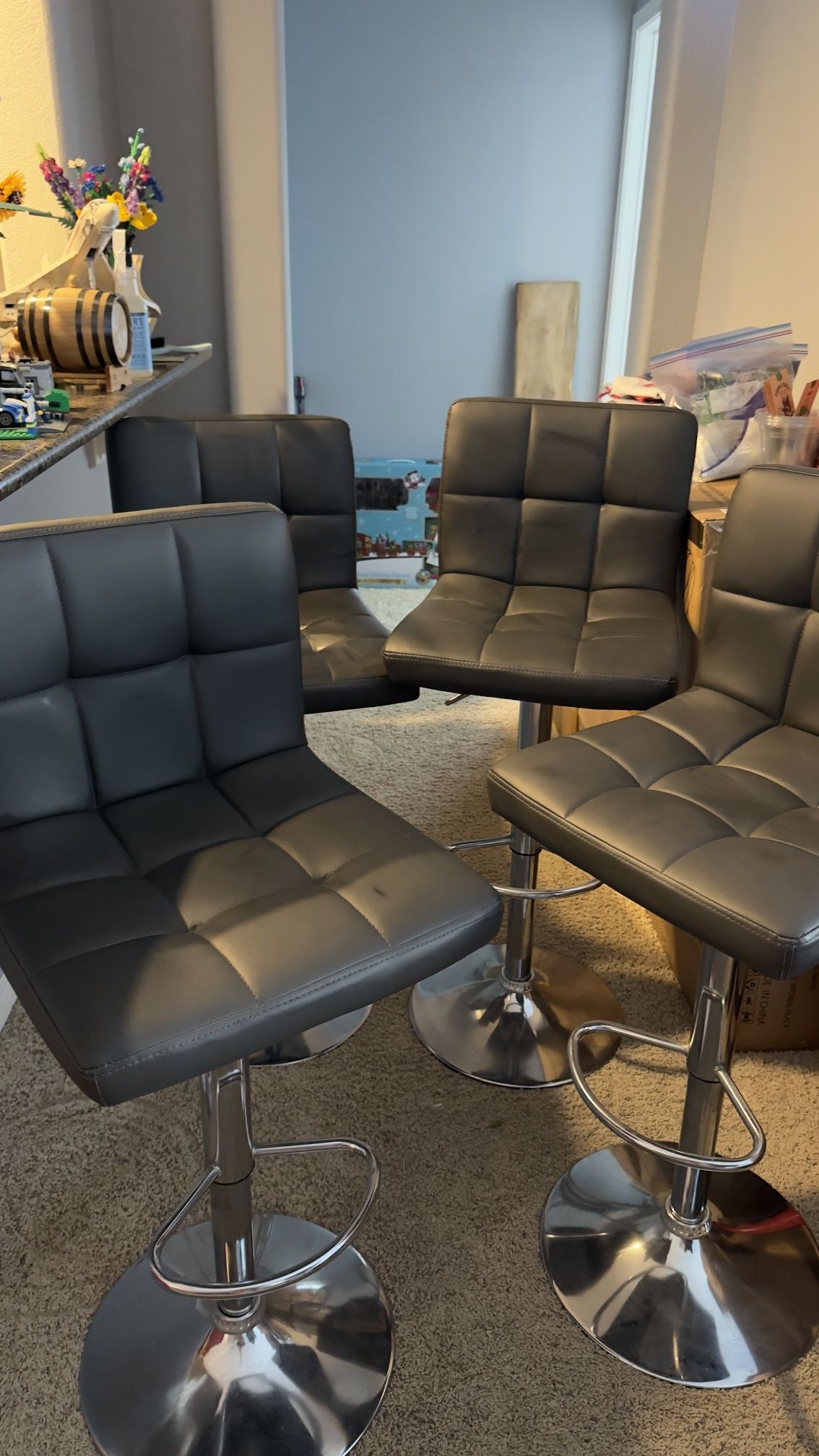 4 Grey Bar Stools