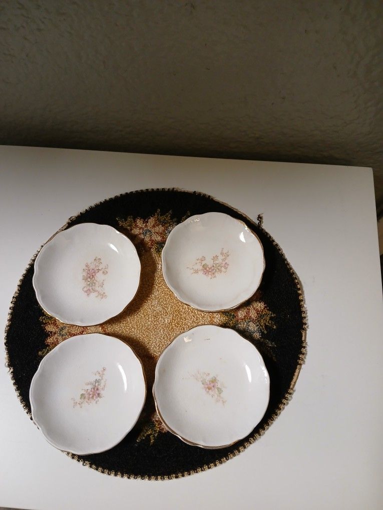 4 Antique Butter Pat Dish