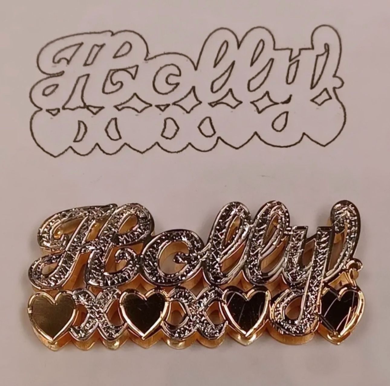 10k 14k Gold Custom Personalized Double Name Plate 