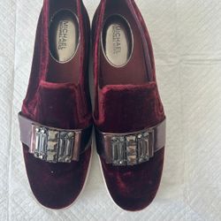 Michael Kors Michelle Slip-On Red Velvet Sneakers. Size 9.5.