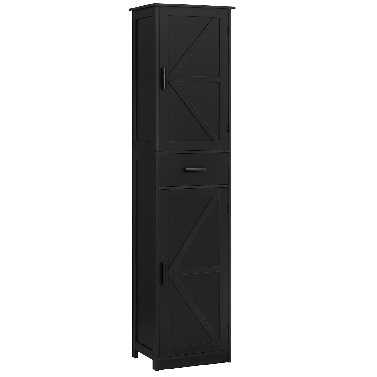 New Black Storage Cabinet With 6 Shelves And Drawer