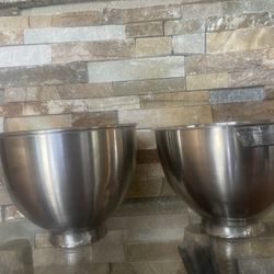 2 KitchenAid Mixer Stainless Steel Bowls, K 45 Korea And 4C Made In USA 