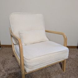 Accent Chair- Wooden/ Off White w Pillow (2)