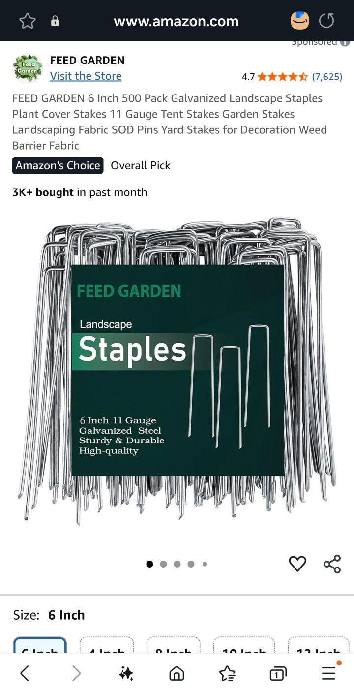 FEED GARDEN 6 Inch 500Pack Galvanized Landscape Staples Tent Stakes Garden Stakes Landscaping Fabric