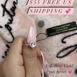 Rose Gold Heart Ring Size 7