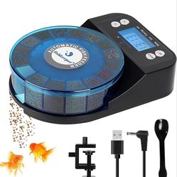Automatic Fish Feeder for Aquarium - 2025 Upgraded Rechargeable and Blue