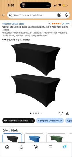 NEW 2 Pack Spandex Fitted Tablecloth Black
