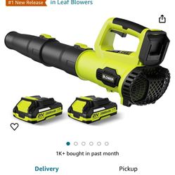 Leaf Blower, 21V Electric Cordless Leaf Blower, 2 X 2.0Ah Batteries and Charger Included, Lightweight Leaf Blower for Patio Cleaning, Lawn Care, Blowi