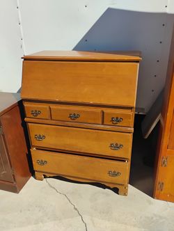 Vintage Wood Secretary Desk 1960s