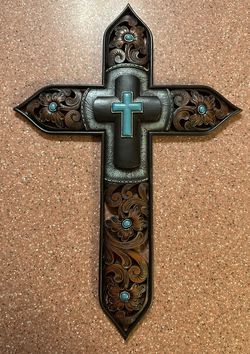 Turquoise Decorative Wall Hanging Cross