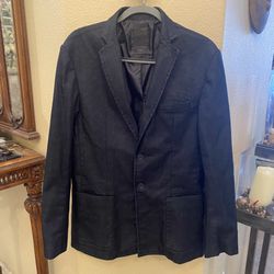 ZARA Men Dark Blue Sartorial Denim Blazer Jacket Size 42