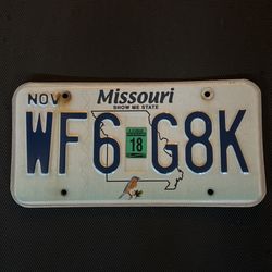 Missouri State License Plates. 