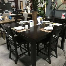 Crown Point Dark Brown Counter Height Set /Dining table and Chairs