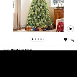 Blusxwish 8ft Snow Tips Prelit Christmas Tree with Pine Cones, Premium Artificial Xmas Tree with War
