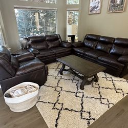 Leather 3 Piece Set With Table