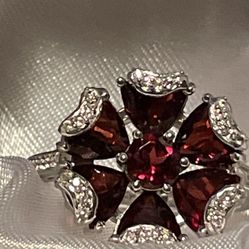 Garnet Flower Ring