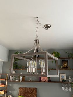 Hampton Bay 5-Light Wood & Brushed Nickel Chandelier