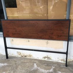 New Solid Dark Hard Wood Wrapped With Black Metal Frame Headboard Size Full 
