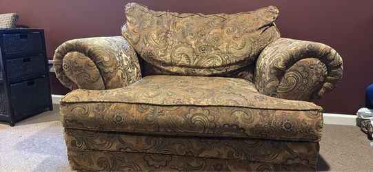 Free large chair, flex steel couch and wood cabinet