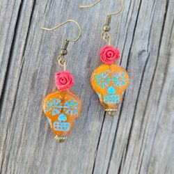 Sugar Skull Dia De Los Muertos Mexican Earrings 