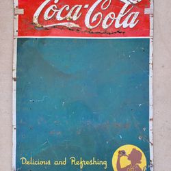 Vintage Drink Coca Cola Delicious Refreshing 1939 Chaulk Board Sign


