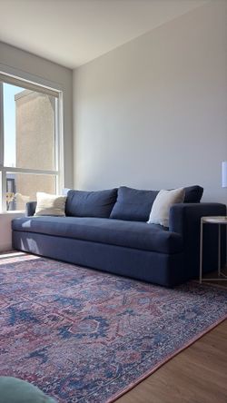 Sierra 96" Sofa - Performance Basketweave Fabric - Navy - Retails $1.8k