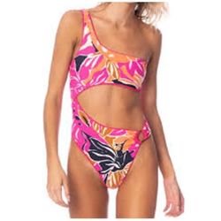 Maaji Cut Out One Piece Swimsuit Women Medium Pink Floral Skylar New