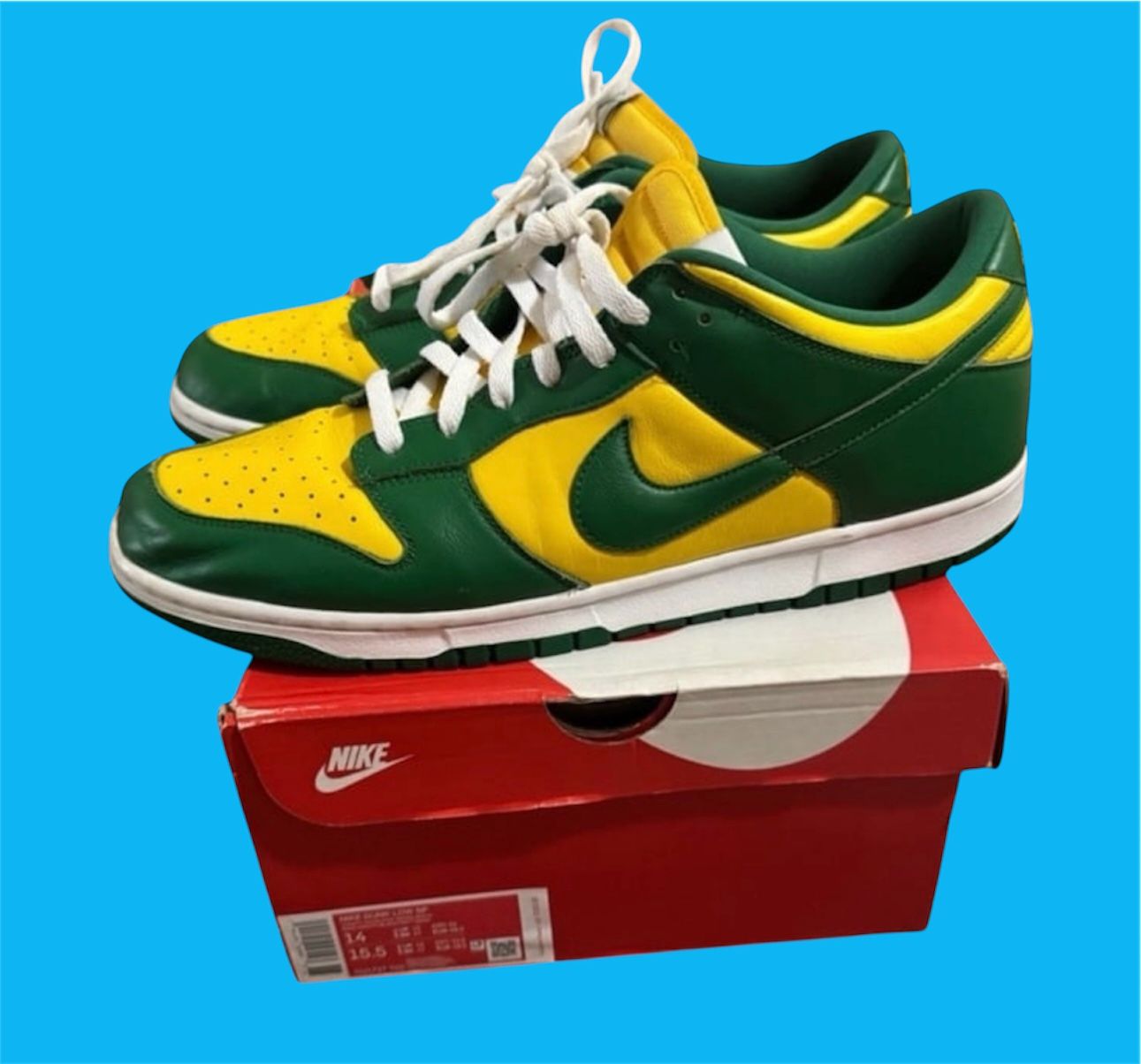NIKE DUNK LOW BRAZIL green yellow white cu1727-700 men size 14 100% AUTHENTIC with box News
