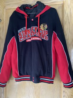 Jeff Hamilton x JH Design Reversible Chicago Blackhawks Varsity Jacket 2013 Champions Sz L