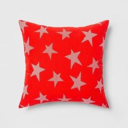 Red & White Star Outdoor Throw Pillow