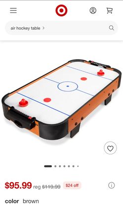 40in Air Hockey Arcade Table w/ 100V Motor, Electric Fan, 2 Strikers, 2 Pucks - Brown