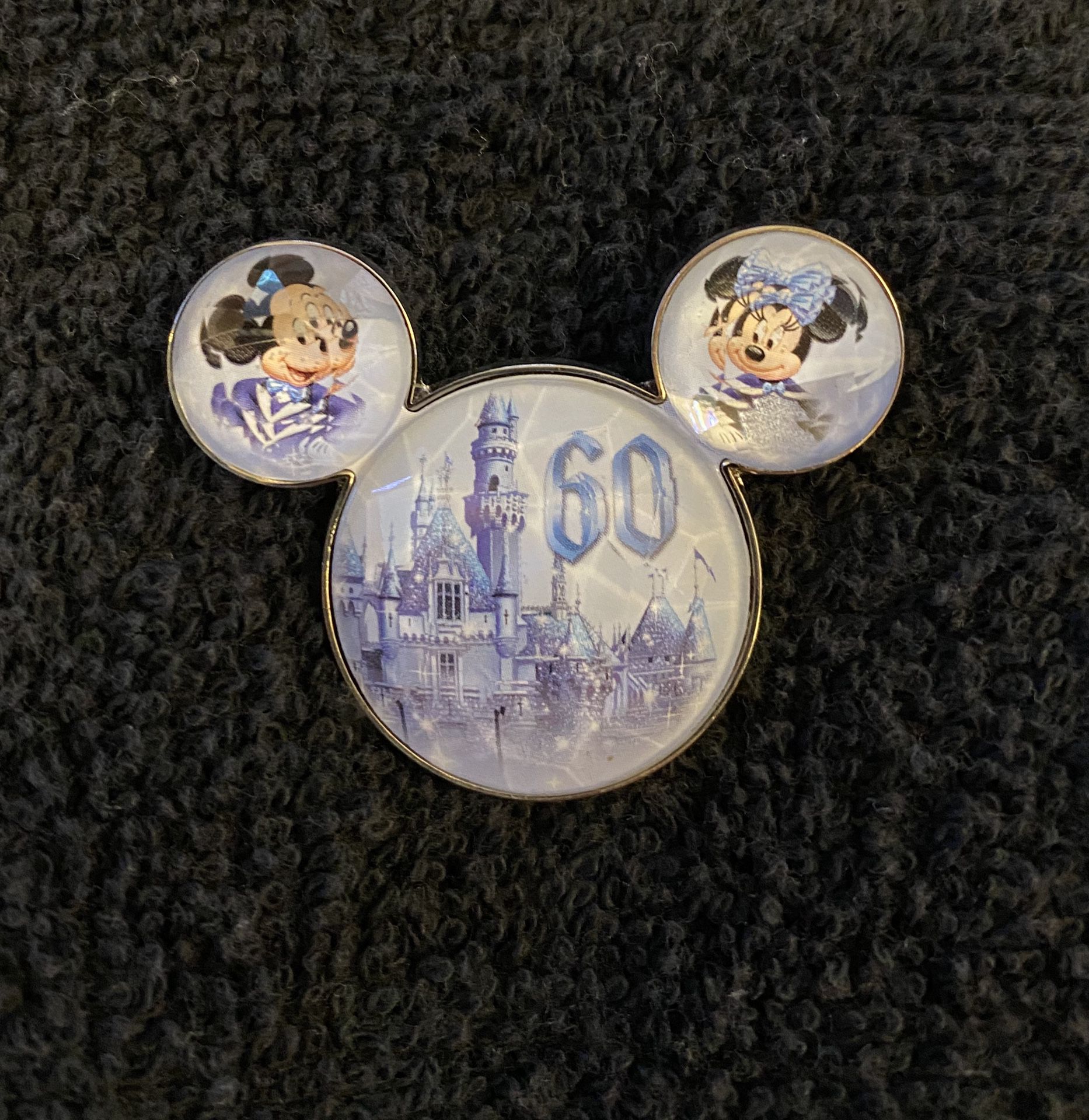 Disney Pin #210, Disneyland Resort, 60th Anniversary, Diamond Celebration Mickey & Minnie Mouse Ears
