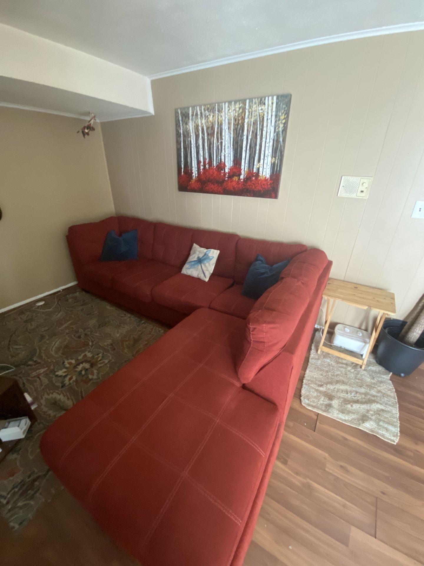 Red sofa couch