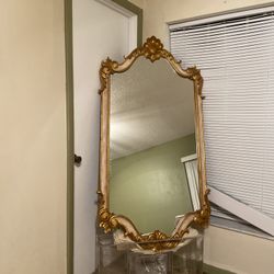 Antique Gold And White Mirror