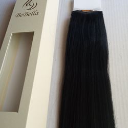 18" Jet Black  #1 "Thick" human hair extensions with clips - get fullness & length